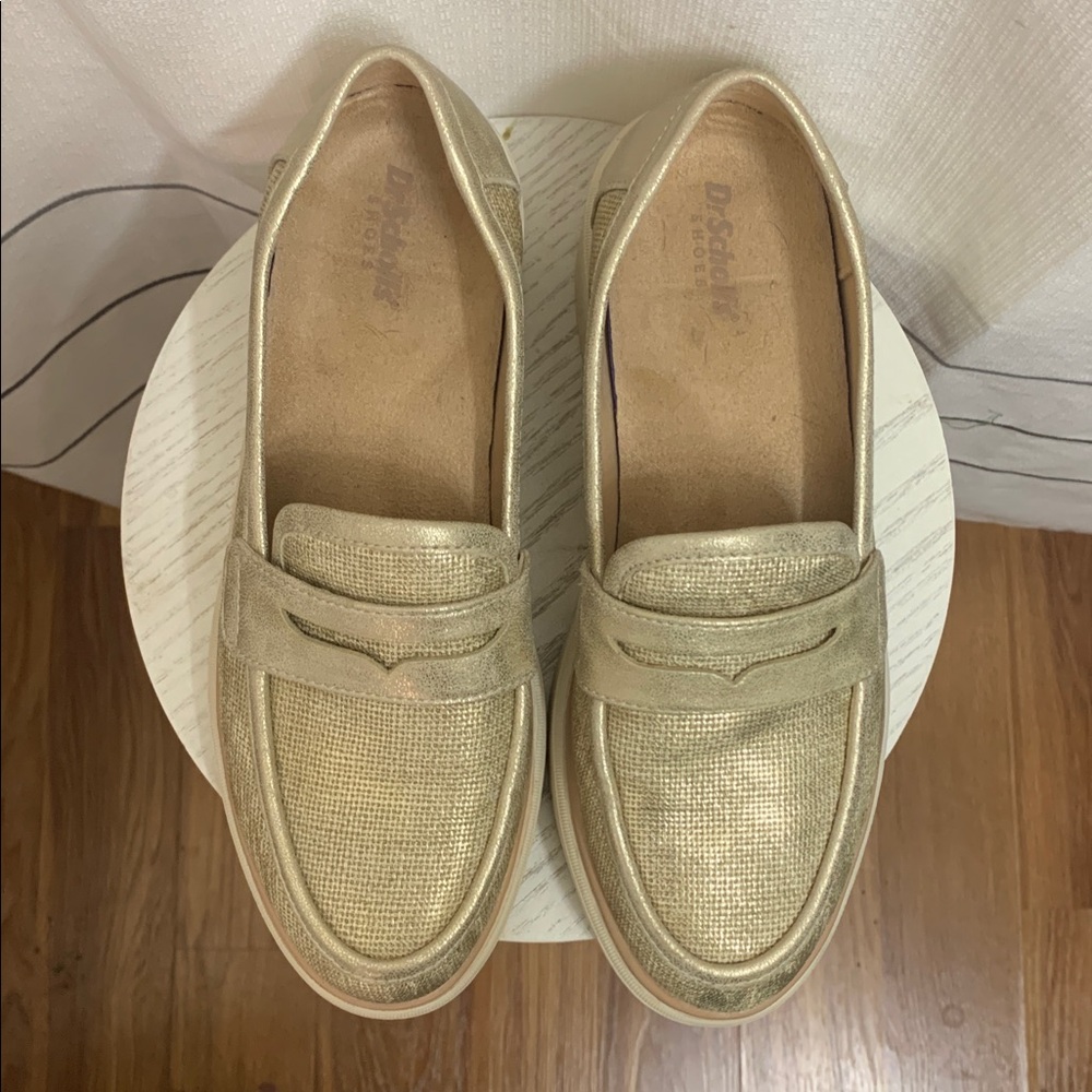 Dr. Scholl's Nice Day Max Platform Loafers in Metallic Gold Shimmer